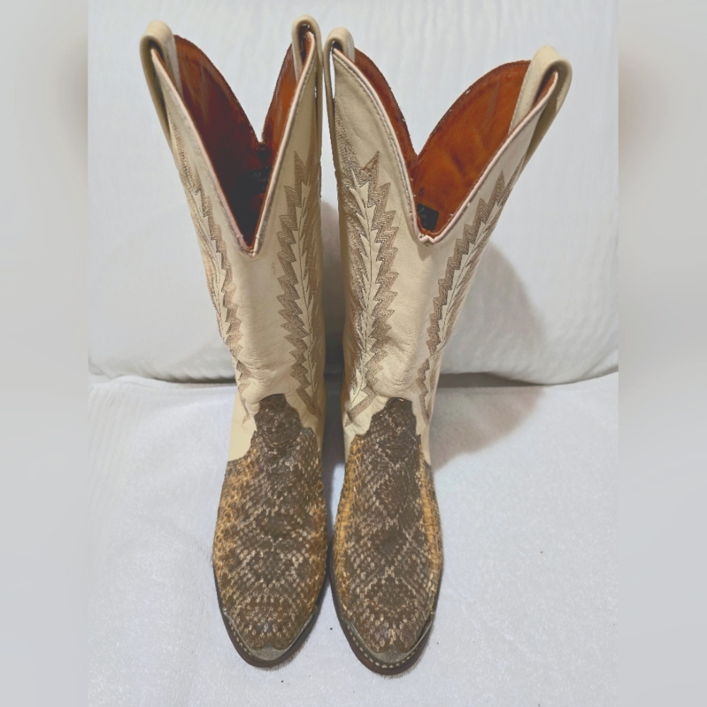 J. Chisolm Vintage Genuine Rattlesnake Western Boots